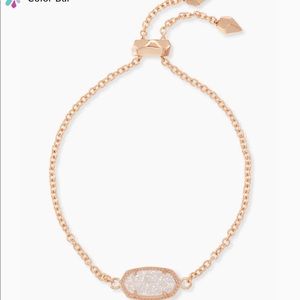 Kendra Scott NWT Elaina Rose Gold Adjustable Chain Bracelet Iridescent Drusy